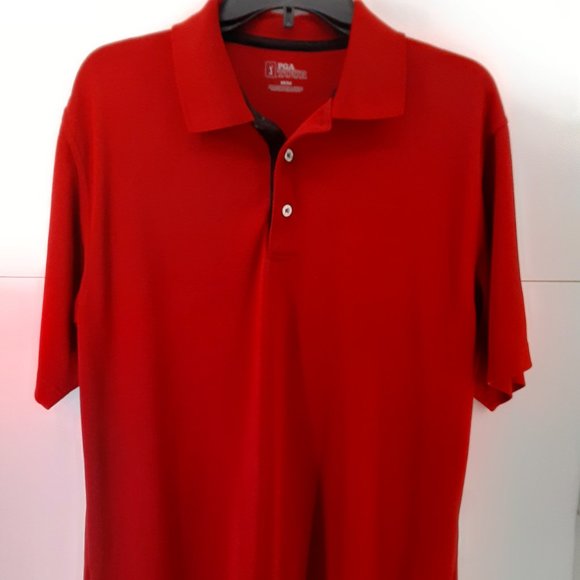 PGA Tour Men's Golf Polo Short Sleeve‎ Shirt Red 100% Polyester Size Medium - Picture 1 of 10